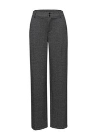 Grijze broek met een rechte pasvorm, voorzien van een tailleband met twee knopen, een soepele textuur en een eenvoudige afwerking voor veelzijdig gebruik.