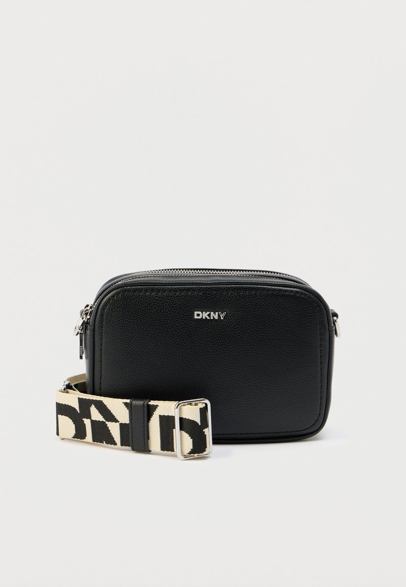 DKNY NESSA CAMERA BAG - Cross body bag - black/silver-coloured/black ...