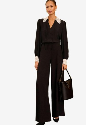 Love & Roses REGULAR FIT-CONTRAST COLLAR PINTUCK LONG SLEEVE - Blúz - black