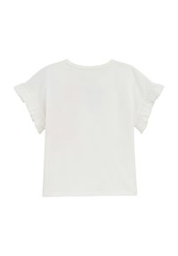 Witte korte mouwen t-shirt met rimpelmouwen, gemaakt van zachte katoen, met een ronde hals en een ontspannen pasvorm.