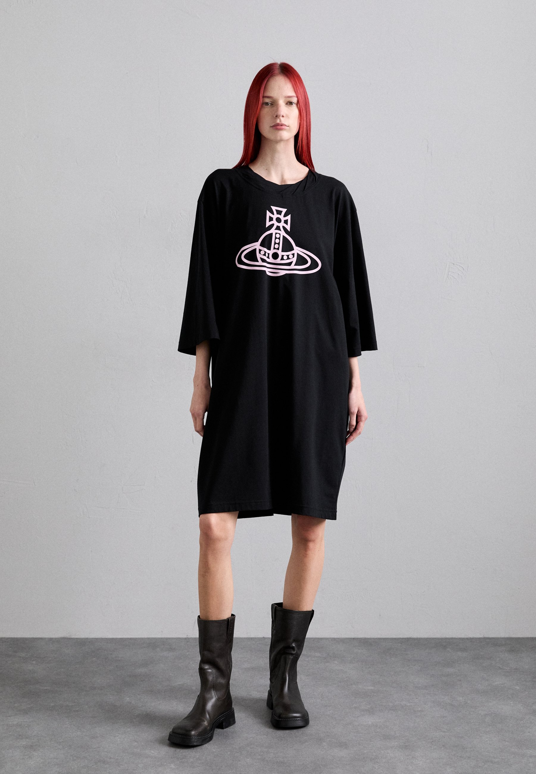 ワンピース VIVIENNE WESTWOOD \"HALFTONE ORB ISLA\" JERSEY T-SHIRT DRESS Vivienne Westwood halftone Orb Isla T-shirt Dress Vivienne