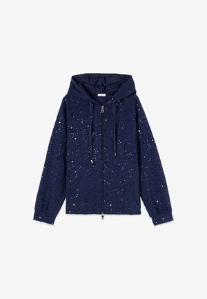 Oltre, FELPA CON ZIP, CAPPUCCIO E PAILLETTES - Sudadera con cremallera - blu