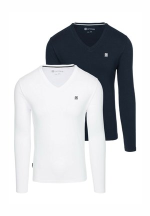 SET OF TWO V-NECK - Langarmshirt - navy blue and white