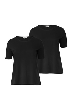 Two black short-sleeve t-shirts in a relaxed fit, made of soft fabric with a round neckline and no visible patterns or accents.