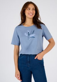 Damart MOTIF TON SUR TON PAILLETÉ - Camiseta estampada - bleu