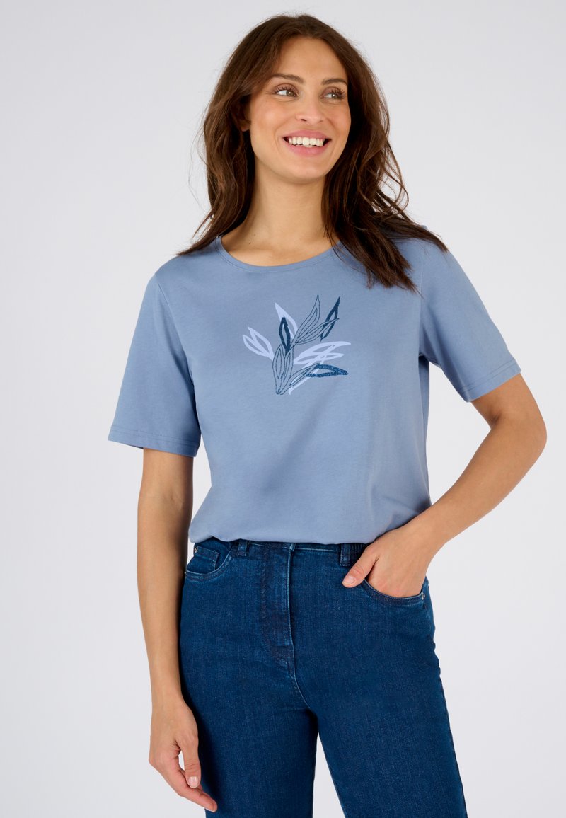 Damart MOTIF TON SUR TON PAILLETÉ - Camiseta estampada - bleu