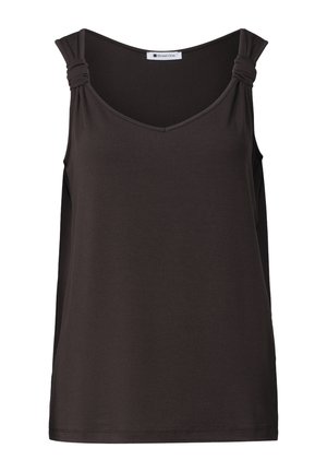 Street One, TOP MIT V-NECK UND KNOTENDETAIL - Top - espresso brown