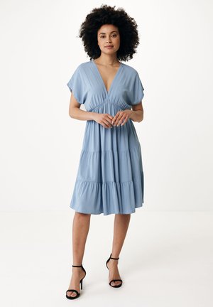 V Neck Flared Day Dress - Jurk - sky blue