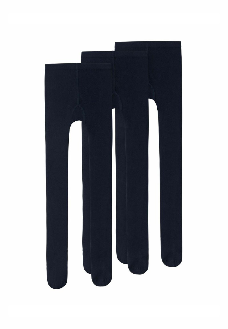 Tre paia di collant blu navy realizzati in un materiale liscio e elastico con una morbida texture e design con piede.