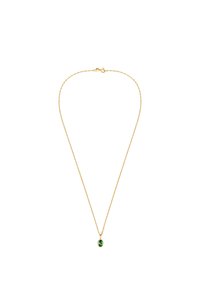 Collana in oro con un pendente ovali in pietra verde, con una texture delicata e link raffinati, progettata per un look minimalista.