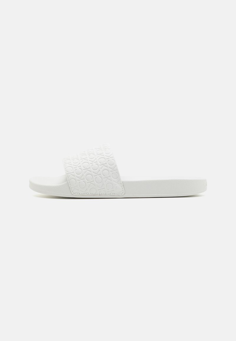 Calvin Klein SLIDE SAFF MONO - Pantolette flach - bright white