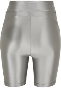 Höga, silvermetalliska cykelshorts gjorda av mjukt, stretchigt tyg med dolda sömmar och en åtsittande design.