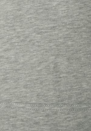 Gray fabric showing a fine, soft texture with a subtle heathered pattern. Features a clean, stitched hem at the bottom.
