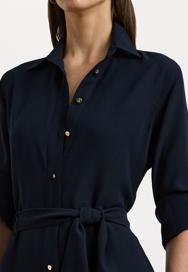 slim fit dress slacks Blue Stripe Cotton Pleated Shirt Dress - Mini Dresses