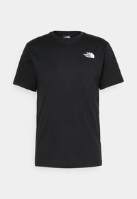 Černé tričko s krátkým rukávem a kulatým výstřihem, na levé straně hrudi malá bílá nášivka The North Face.