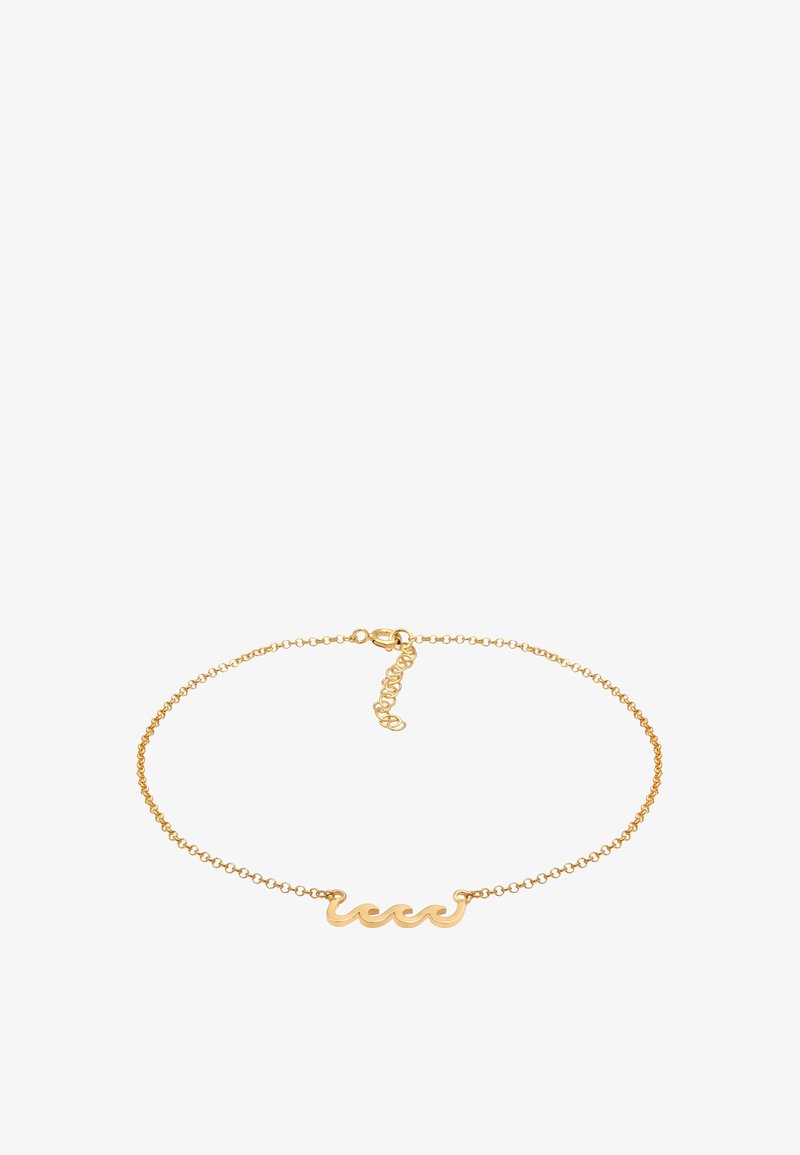 Bracciale in oro con un design ondulato al centro, con chiusura a molla e lunghezza regolabile per una vestibilità perfetta. Finitura liscia e lucida.