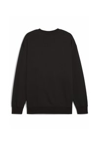 Sudadera negra de manga larga, cuello redondo y puños y dobladillo acanalados. Fabricada con un material suave y transpirable, con un diseño liso.