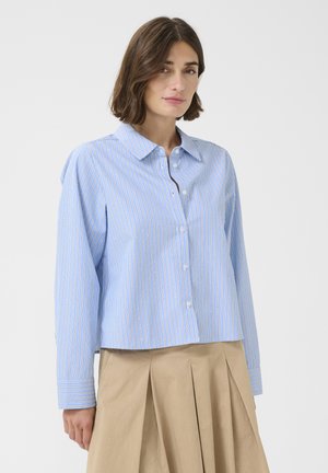 Button-down blouse - blue white stripe