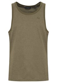Olivengrünes Tanktop aus einem weichen, atmungsaktiven Stoff. Mit Rundhalsausschnitt und dezentem Logo-Stickerei auf der Brust.