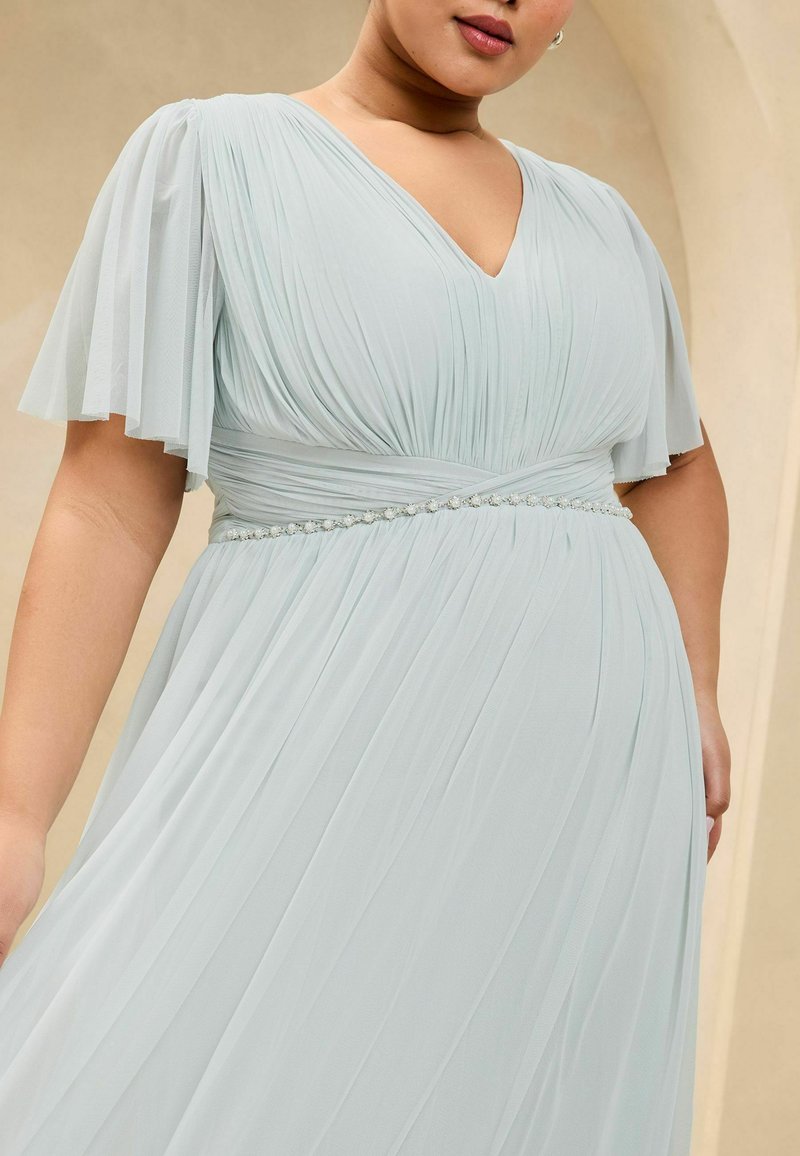 sachin and babi light blue dress Blaues Chiffon-Kleid mit Flatterärmeln und A-Linie (Plus Size) main image 0