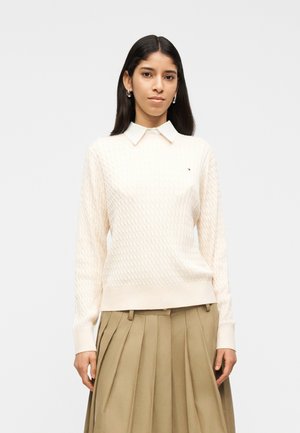 CABLE FINE SWEATER - Πουλόβερ - heather ivory petal