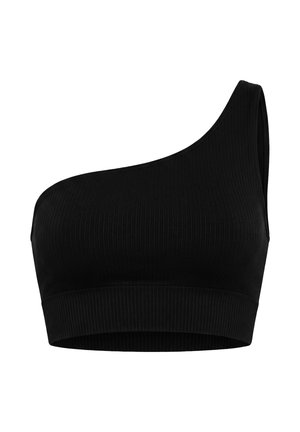aim’n®, RIBBED SEAMLESS ONE SHOULDER BRA - Αθλητικό σουτιέν μεσαίας στήριξης - black