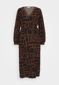 OBJHONNE MIDI WRAP DRESS - Nappali ruha - black/brown