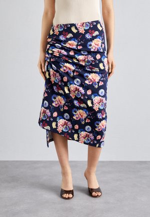 Rabanne JUPE - Jupe portefeuille - navy/neon