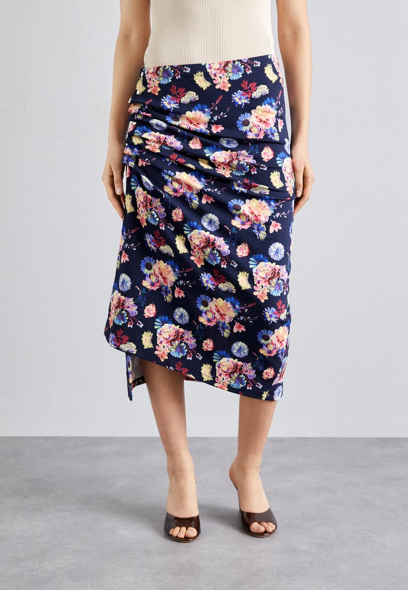 Rabanne JUPE - Átlapolós szoknya - navy/neon