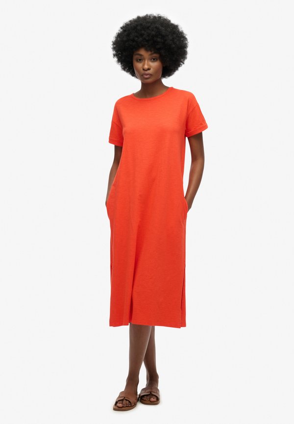 MIDI - Jerseykleid - grenadine orange