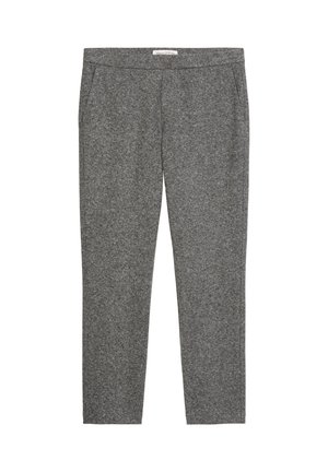 Grijze stretchbroek van een soepele stof, met een aansluitend ontwerp, zijzakken en een brede tailleband voor comfort.