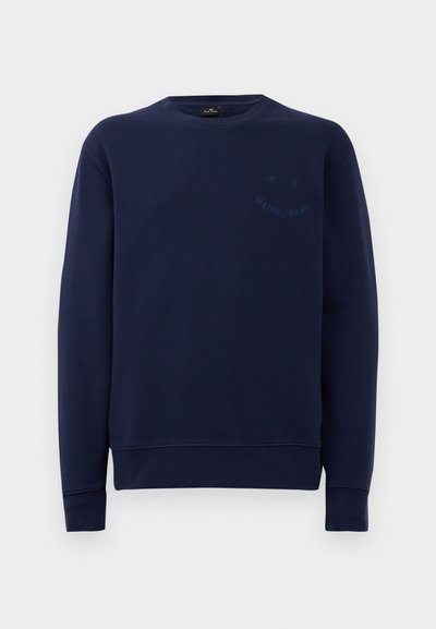 Felpa blu navy realizzata in morbido cotone misto, con colletto rotondo, maniche lunghe e un dettaglio logo minimalista sul petto.