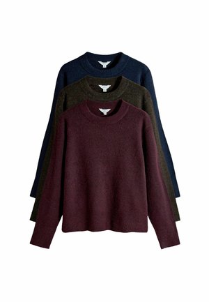 REGULAR FIT - 3 PACK CREW NECK - Jumper - navy blue burgundy red chocolate brown