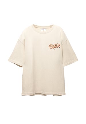 PULL&BEAR STWD BISCUIT GRAPHIC - T-shirt con stampa - sand