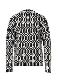 Pull en noir et blanc à motif présentant un design géométrique avec des formes hexagonales. Manches longues avec des bords côtelés au niveau des poignets et de l'ourlet.