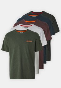 Jack & Jones JJERIK TEE CREW NECK 5 PACK  - T-shirt - bas - white melange/navy/kombug/vineyardw