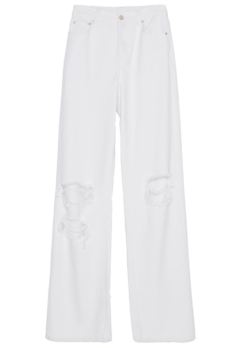 Bershka Mit Schlaghose Und Rissen Relaxed Fit Jeans White Zalando De