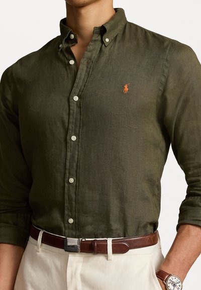 Polo Ralph Lauren SLIM FIT LINEN SHIRT - Skjorta - thermal green