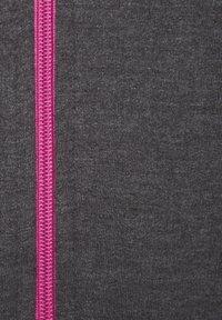 Dark gray fabric with a fine texture featuring a bright pink zipper running vertically along the center, adding contrast and detail.