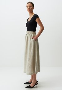 Jimmy Key MIDI WITH POCKETS - A-lijn rok - beige melange