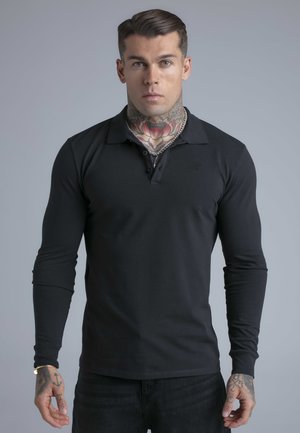 LS BUTTON - Polo - black