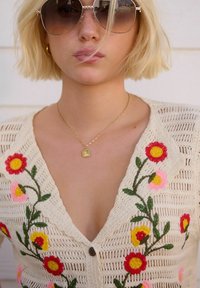 Next REGULAR FIT EMBROIDERED FLORAL BUTTON UP - Strickjacke - white ecru