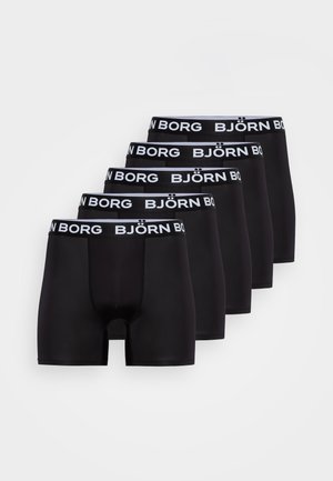 Boxer neri in confezione da cinque. Realizzati in tessuto morbido, presentano il marchio bianco "BJÖRN BORG" sulla fascia elastica.