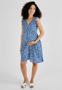 JoJo Maman Bébé FRILL SLEEVE MATERNITY - REGULAR FIT - Rochie tip cămașă - blue
