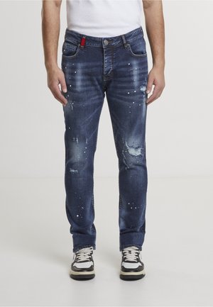 2Y Premium CARLOS DESTROYED SLIM FIT - Kitsenevad teksad - mid blue