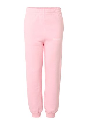 Hellrosa Jogginghosen mit elastischem Bund und Bündchen, mit kleinem weißem "bruno banani"-Logo auf dem oberen Oberschenkel.