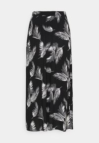 Mustanshota malli palki, valget palmilehtede mustriga, elastne vöökoht ja voolav kangas.