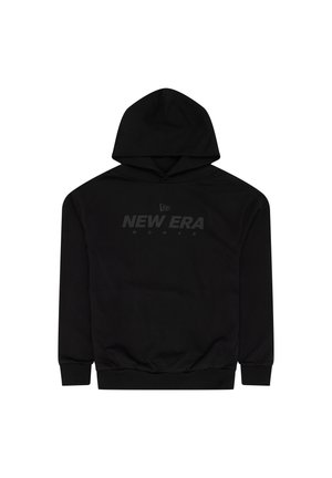 Sort hoodie lavet af bomuld med en frontkangaroo-lomme og ribbede manchetter. Har et tonalt "NEW ERA" logo på tværs af brystet.
