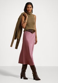 Lauren Ralph Lauren SATIN CHARMEUSE MIDI SKIRT - Áčková sukně - rose blush