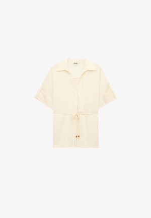 Koton, SHORT SLEEVE OVERSIZE SHIRT. - Blouse - beige